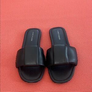Marc Fisher Black Padded Slide Sandals